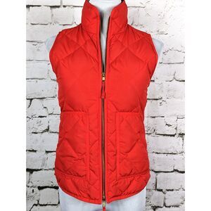 J. CREW Essential Down-Filled Puffer Vest Bright Coral Pockets Size XXS